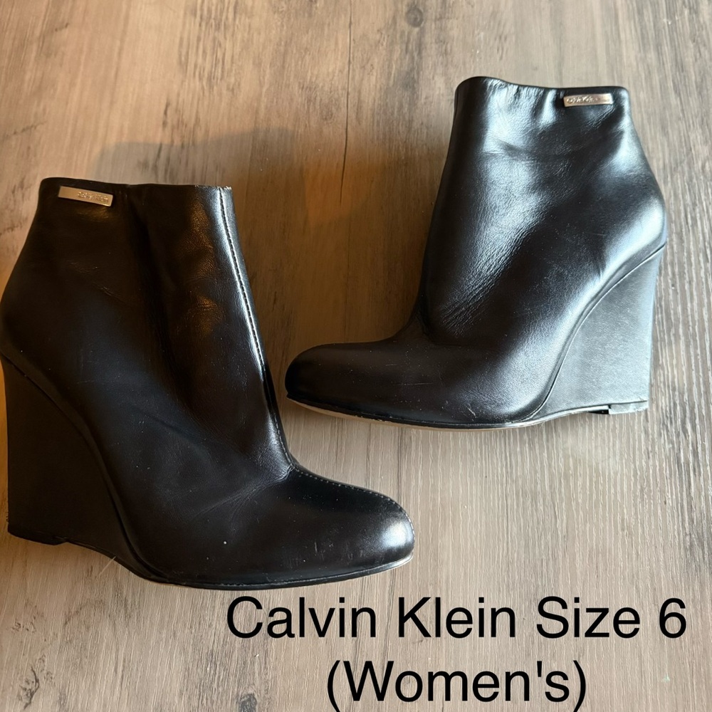 Calvin Klein Women's Black Wedge Ankle Boots